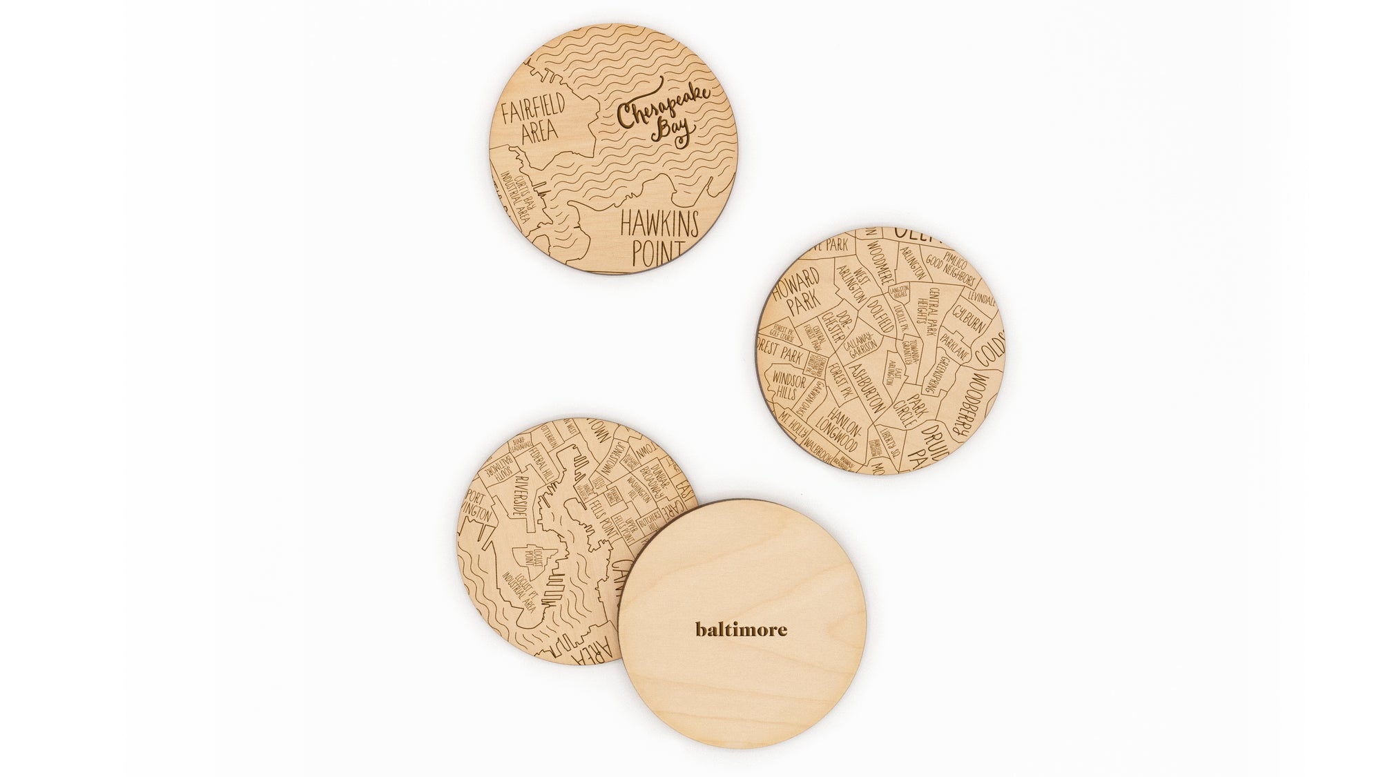 Set of 3 MLB Baltimore Orioles Baseball Team Coasters, Wooden